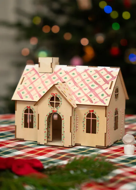 DIY short wooden gingerbread hous...