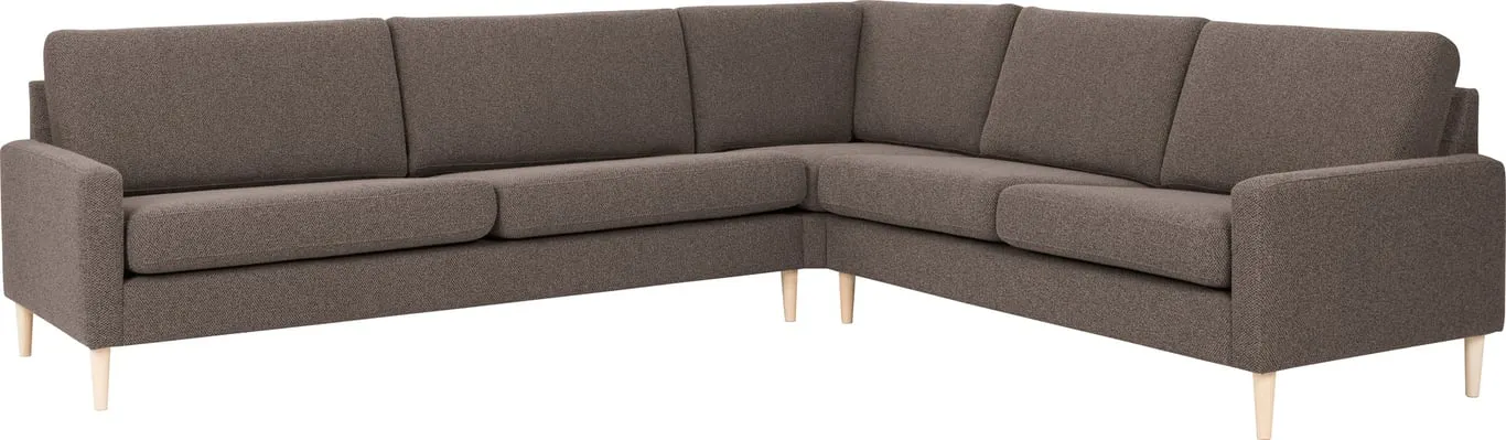 Sone høy hjørnesofa Modulsofa. 3 seter + hjørne + 2,5 seter i stoff Taffie Thule, armlene J5.