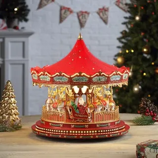 Mr. Christmas 17" LED Nostalgic Deluxe Glass Embellished Carousel