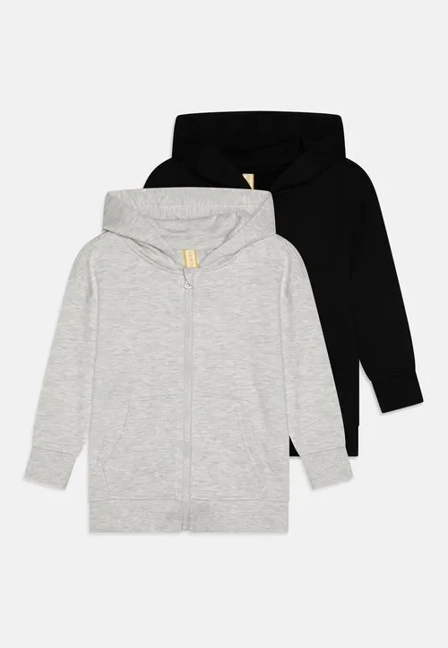 UNISEX 2 PACK - Hoodie - black/mottled light grey