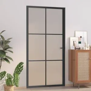 Puerta interior vidrio esg y aluminio negro 102,5x201,5 cm wef9999