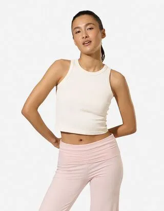 Top cropped - Senza cuciture - Bianco sporco