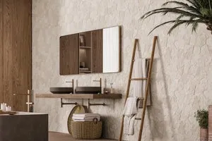 Suelo/Azulejo porcelánico Andes Ivory efecto piedra empedrado beige 40x62 cm C3 REALONDA