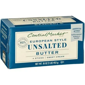 Central Market European Style Unsalted Butter Sticks, 4 ct