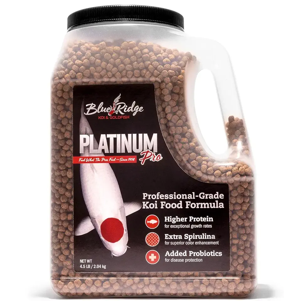 Blue Ridge Koi Fish Food 4.5lb - Koi Food 3/16” Platinum Pro Formula Goldfish Food, Premium Fish Food for Ponds, Ponds Fish Food, Floating Pond Pellet