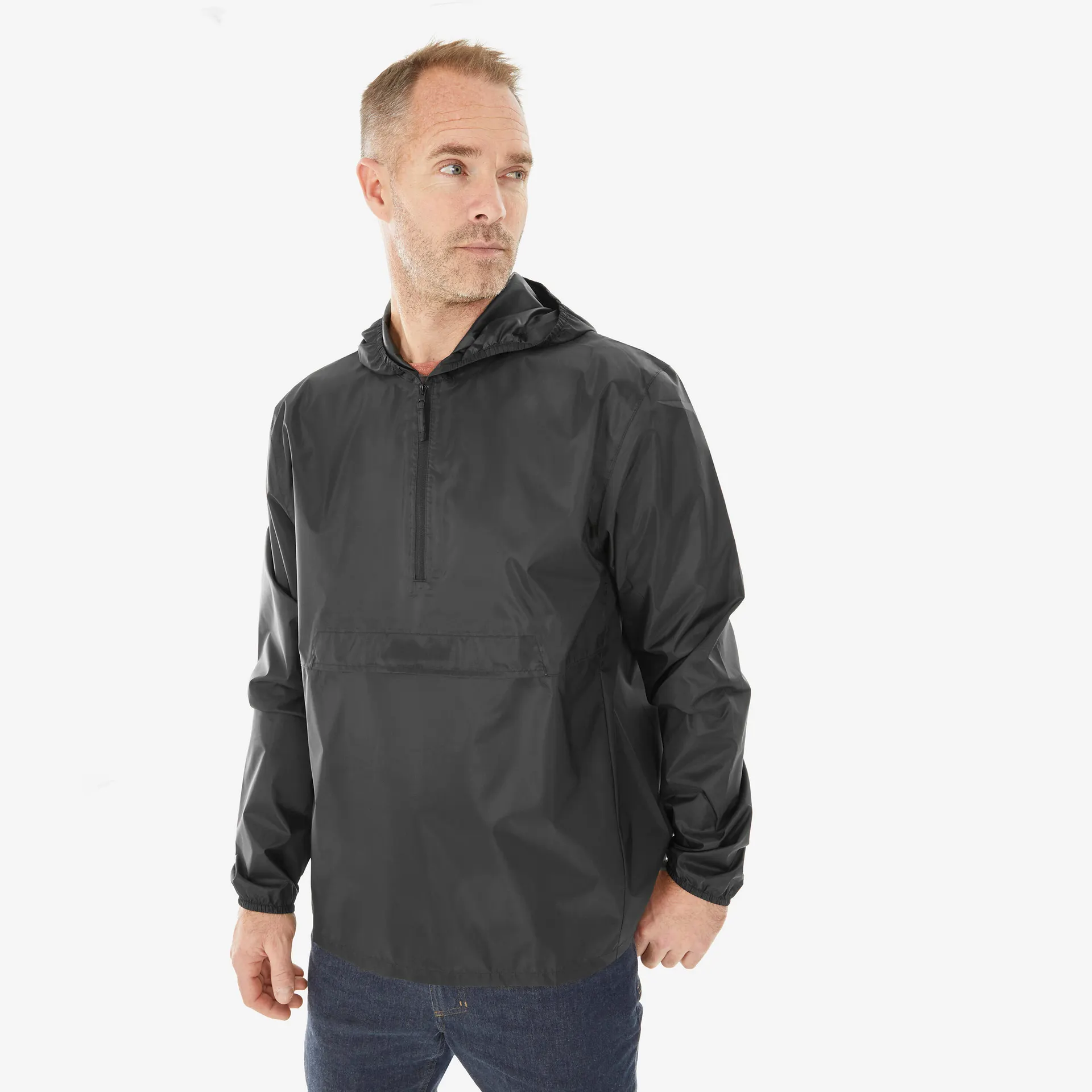 QUECHUA Pánská turistická bunda větruodolná nepromokavá Raincut 1/2 Zip