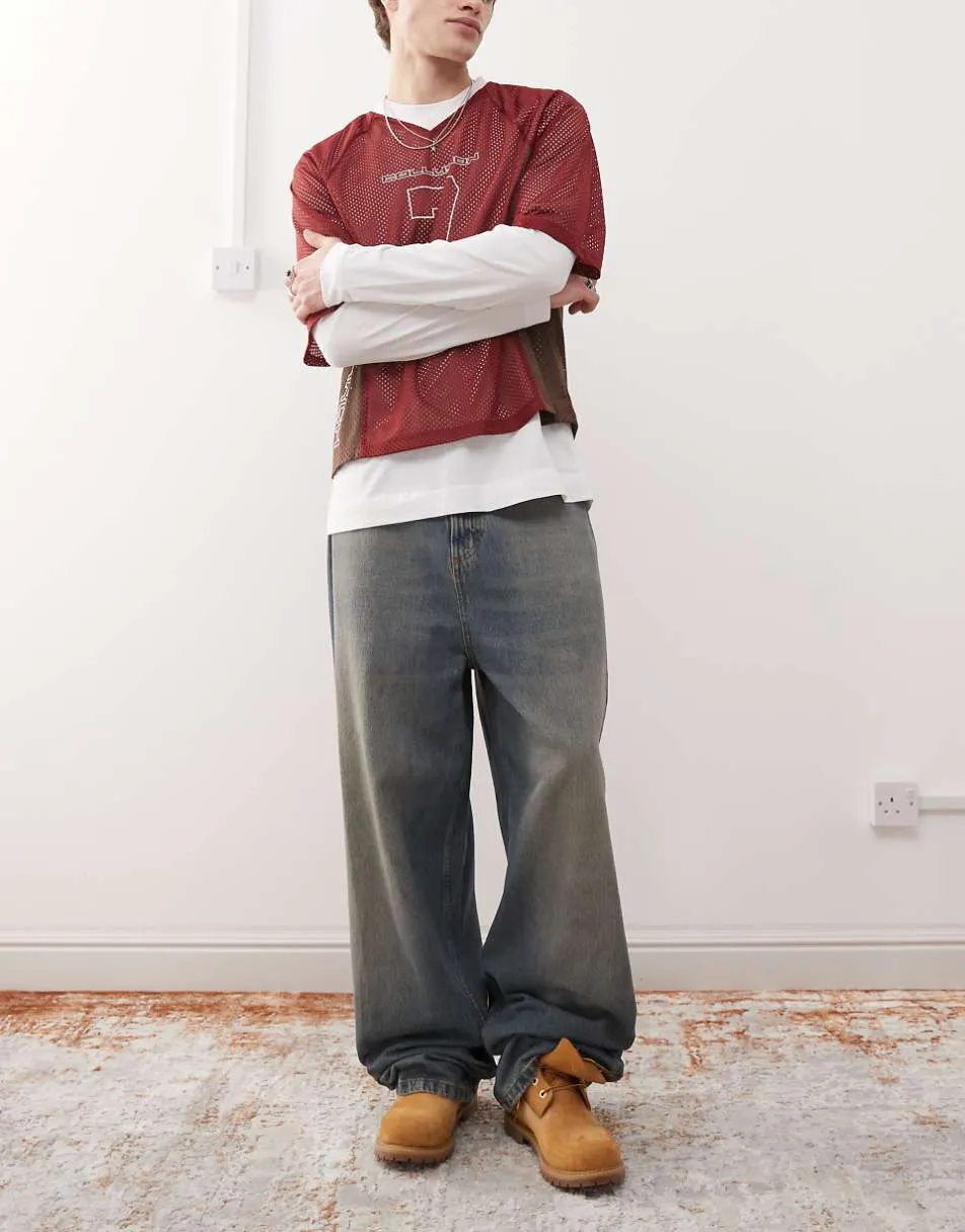 COLLUSION X001 antifit jeans in stonewash