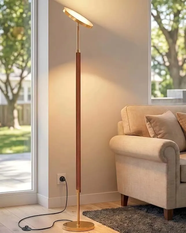 JOOFO Wood LED Torchiere Floor Lamp with Remote, 3000LM Dimmable | 69" Tall Uplight, 2700K-6500K Color Temperature, 1-Hour T…