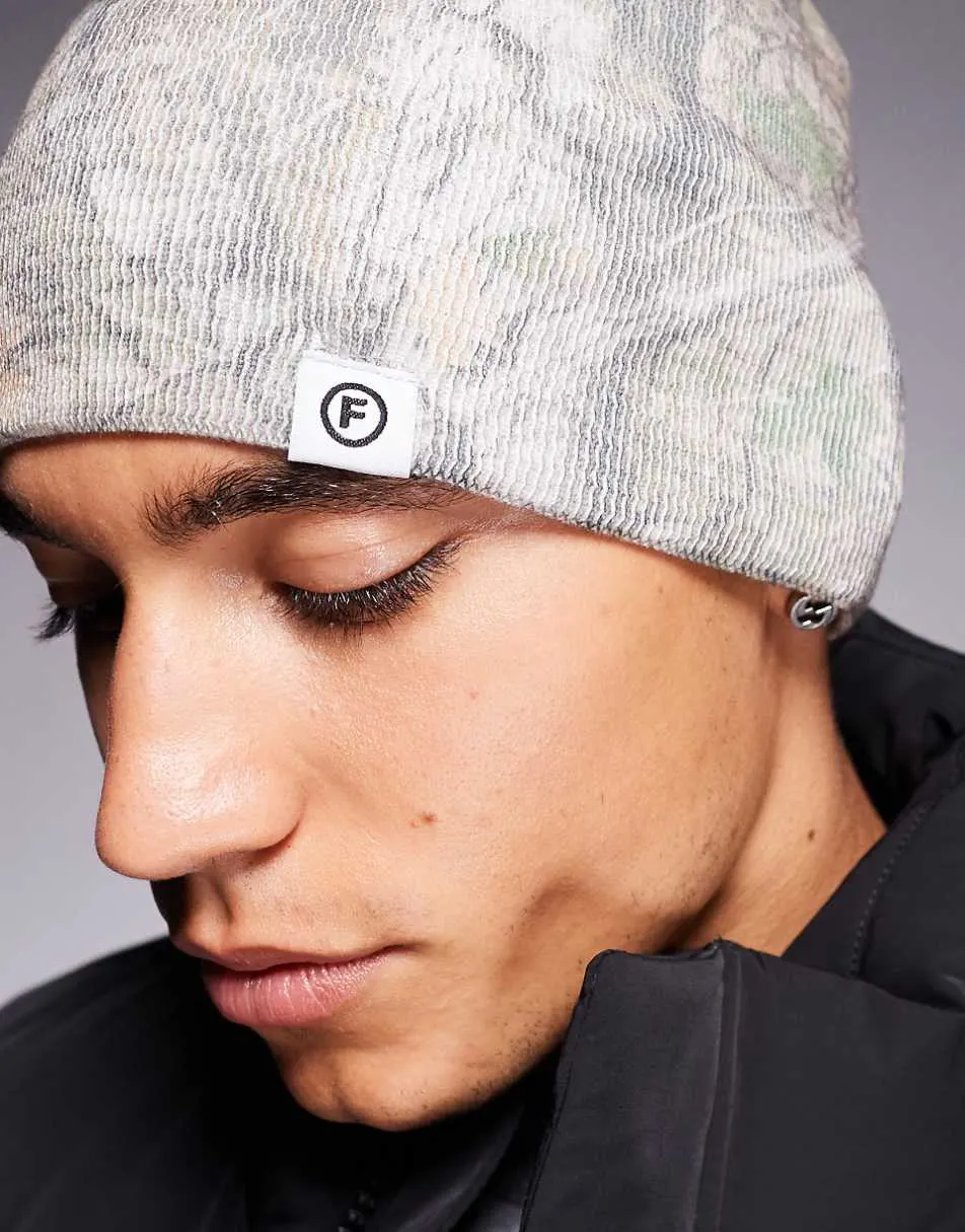 Faded Store skull beanie in camo print