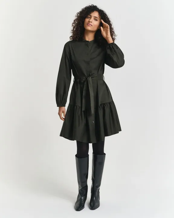 Langermet kjole i bomullssateng