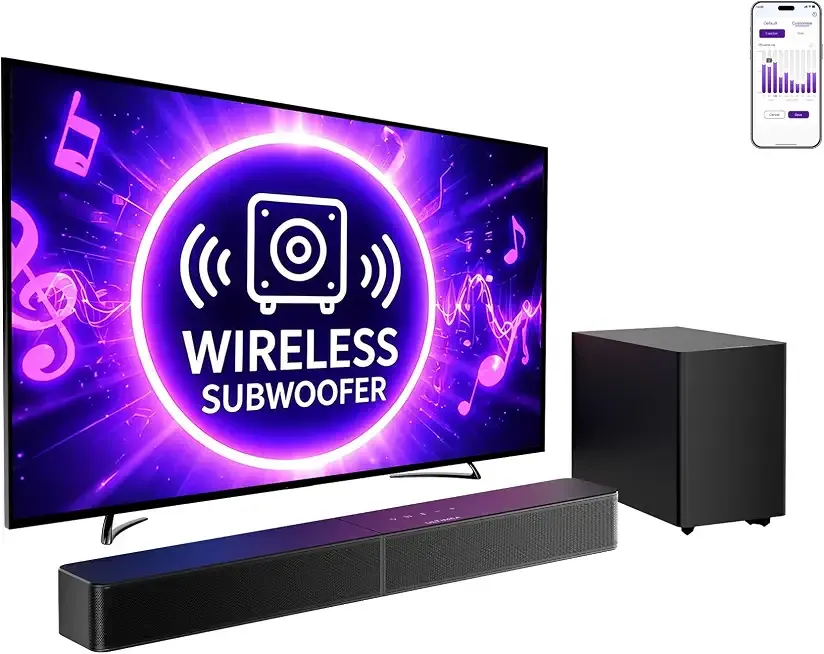 ULTIMEA Sound Bar with Wireless Subwoofer, App Control, for Home Theater
