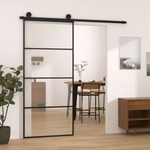 Puerta corredera con set herrajes vidrio esg aluminio 90x205 cm esxt1522