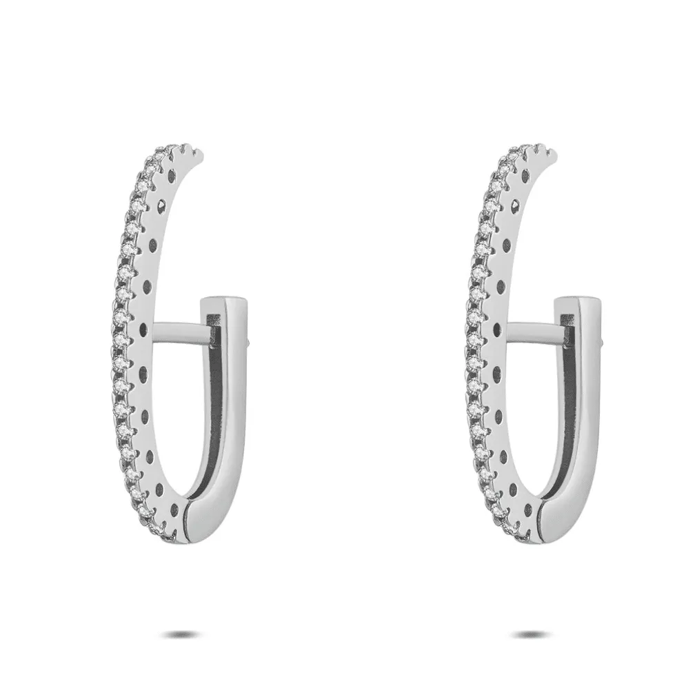 Oorbel, zilver met zirkonia