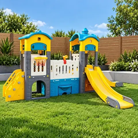 Casa Infantil Con Doble Tobogán Para Niños