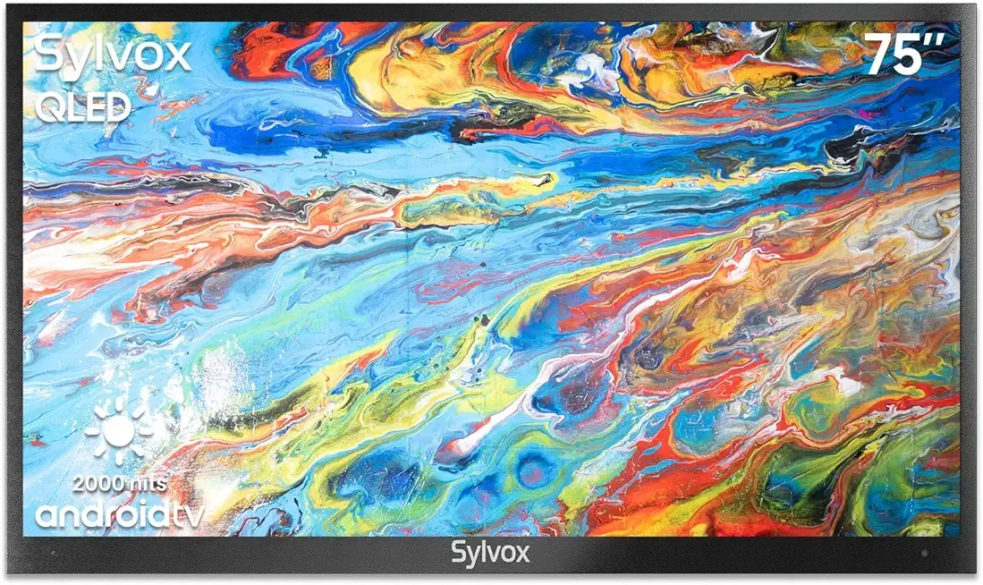 SYLVOX 75 Inch Outdoor Smart TV QLED 4K UHD Waterproof TV, 2000NIT High Brightness Built-in Google Assistant Anti-Glare, Suitable for Outdoor Shaded to Bright Light Areas (PoolproQLED Series)
