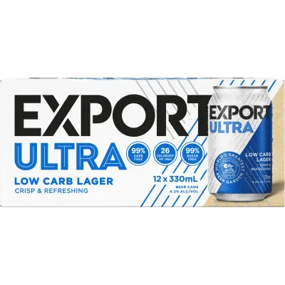 Export Gold/Ultra Low Carb Lager 330ml 12 Pack Range