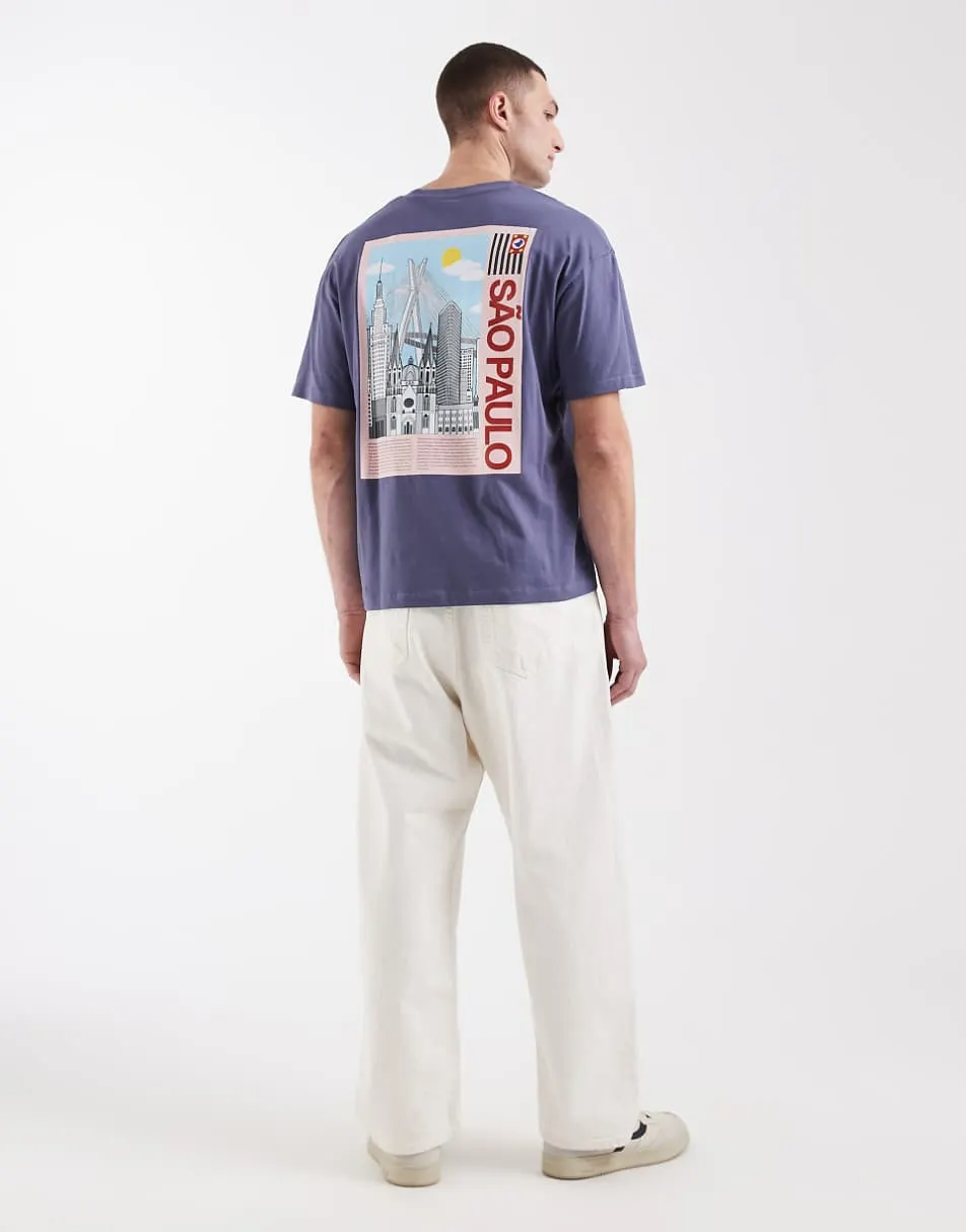 Jack & Jones oversized t-shirt with Brazil backprint in dark blue