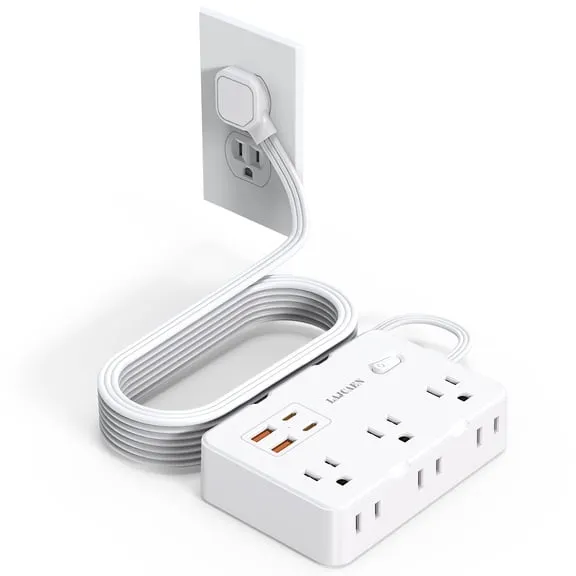 Deal , Flat Plug Extension Cord Indoor 5 Feet, Power Bars with Surge Protector, LAJCAEN Power Strip with 6 Multiple Outlets 4 USB Ports (2 USB C), Surge Protection for Dorm Room Home Office, White $9.99 Was $23.99