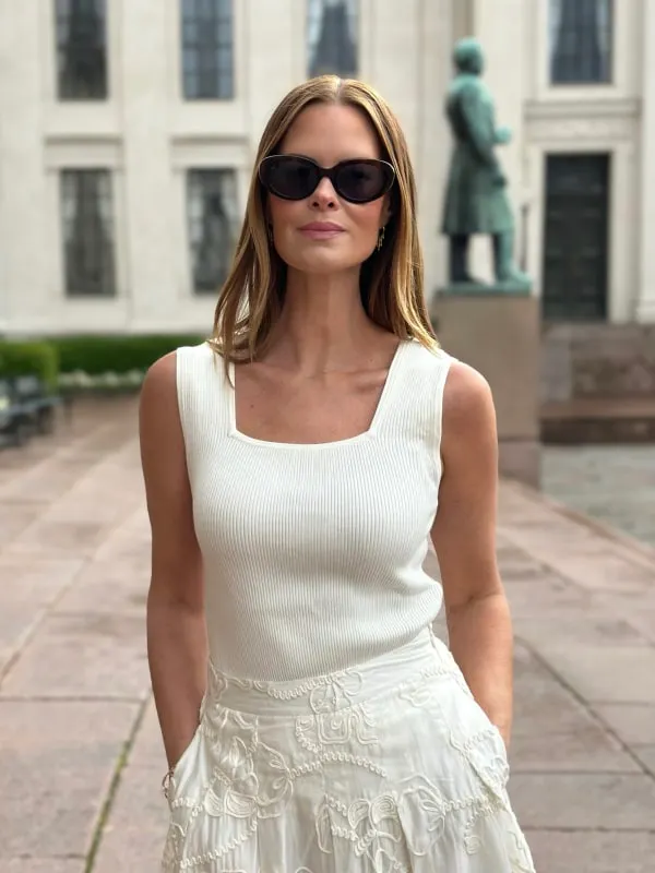 Noa Reverse Knit Top White