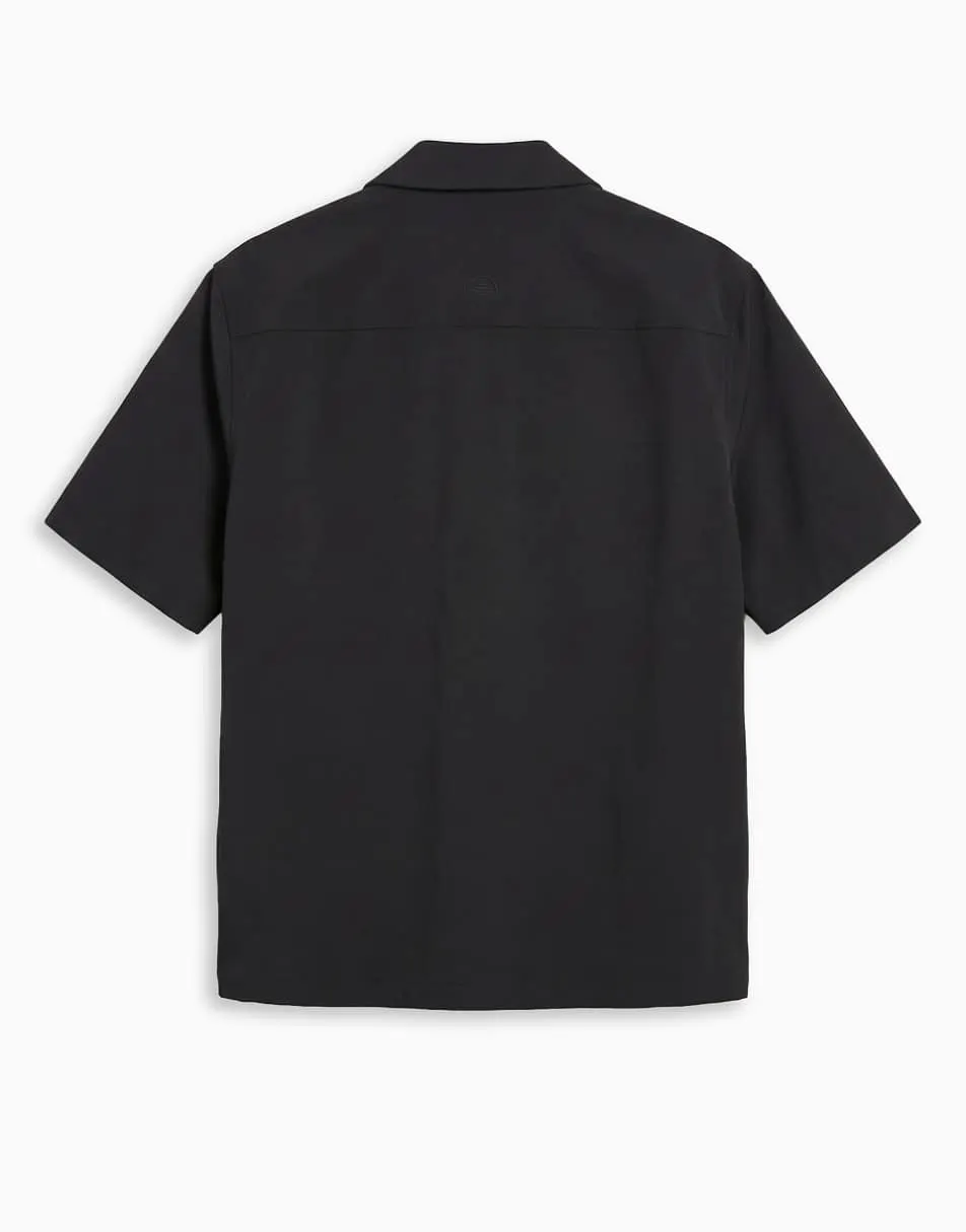 ASOS DESIGN motionMAX™ relaxed fit four way stretch shirt in black