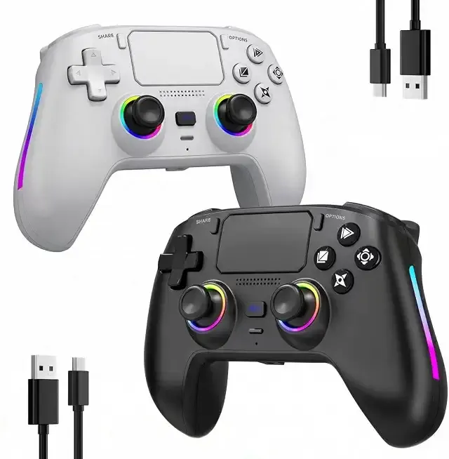 ZWYSYMX Wireless Controller for PS4, RGB Light Effect, Hall Joystick No Drift, 1000mAh Battery, Programmable Buttons (A+B)