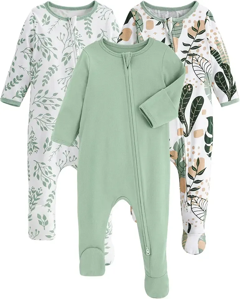 Baby Pajamas 100% Organic Cotton Baby Sleepers for Newborn 0-3 3-6 6-9 Months Boys Girl Clothes 3pcs Footed PJs