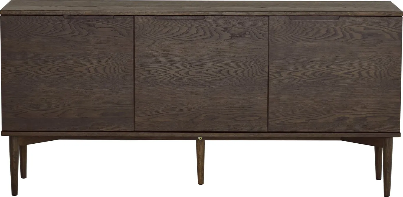 161 x 41 H: 76 cm, brun eikefiner, 3 dører