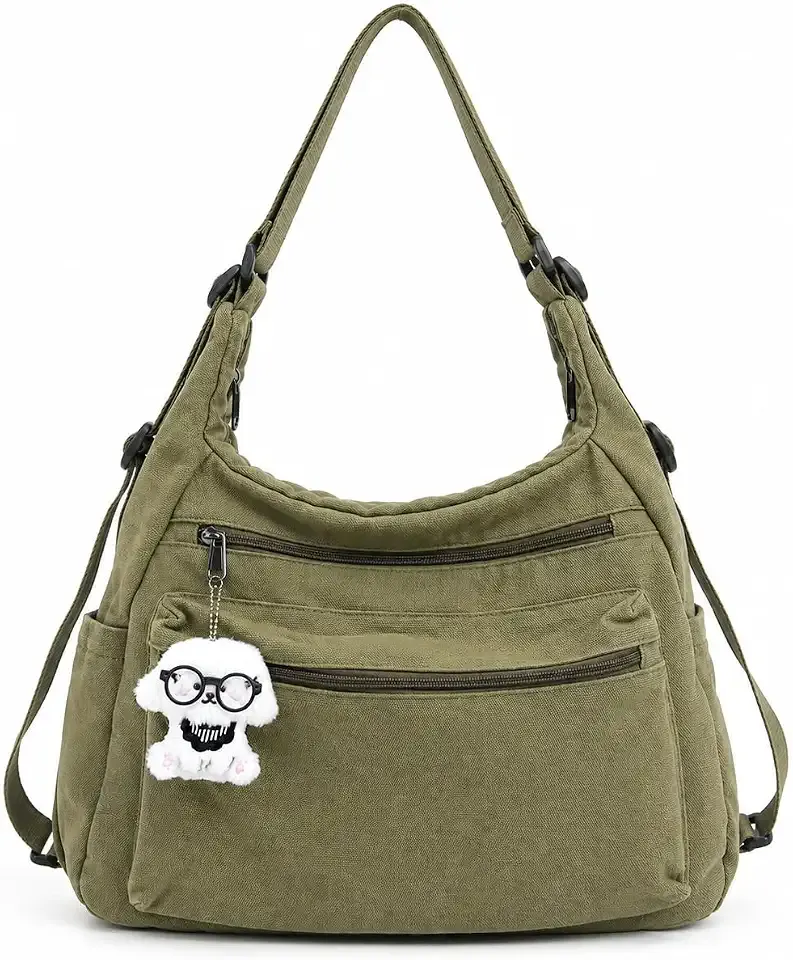 Canvas Crossbody Bags for Women Vintage Backpack Large Messenger Bag with Zipper Casual Satchel Shoulder for Outdoor Travel