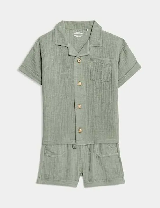 2-teiliges Outfit aus reiner Baumwolle bestehend aus Oberteil & Hose (0–6 J.)
