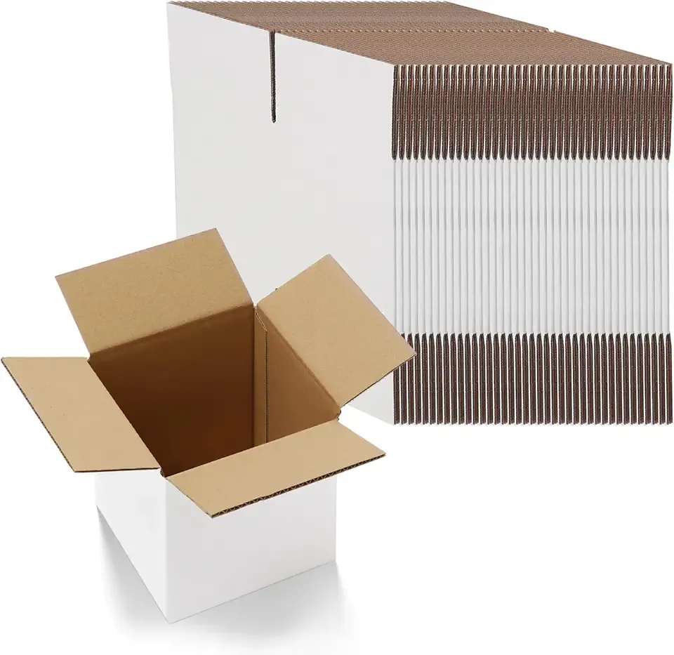 RLAVBL 6x6x6 Shipping Boxes Set of 40, White Corrugated Cardboard Box for Packing, Mailing, Business