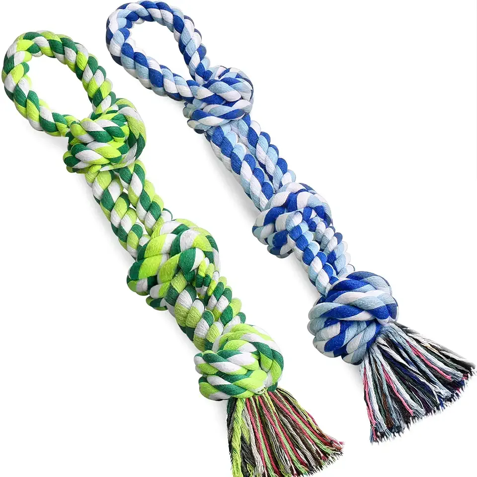UPSKY 2 Pack Dog Rope Toys, Heavy Duty Dog Chew Toy for Aggressive Chewers | Indestructible Pet Toys, Natural Cotton, Dog Tug Toys for Boredom, Teeth Clean, for Medium to Large Breed Dogs