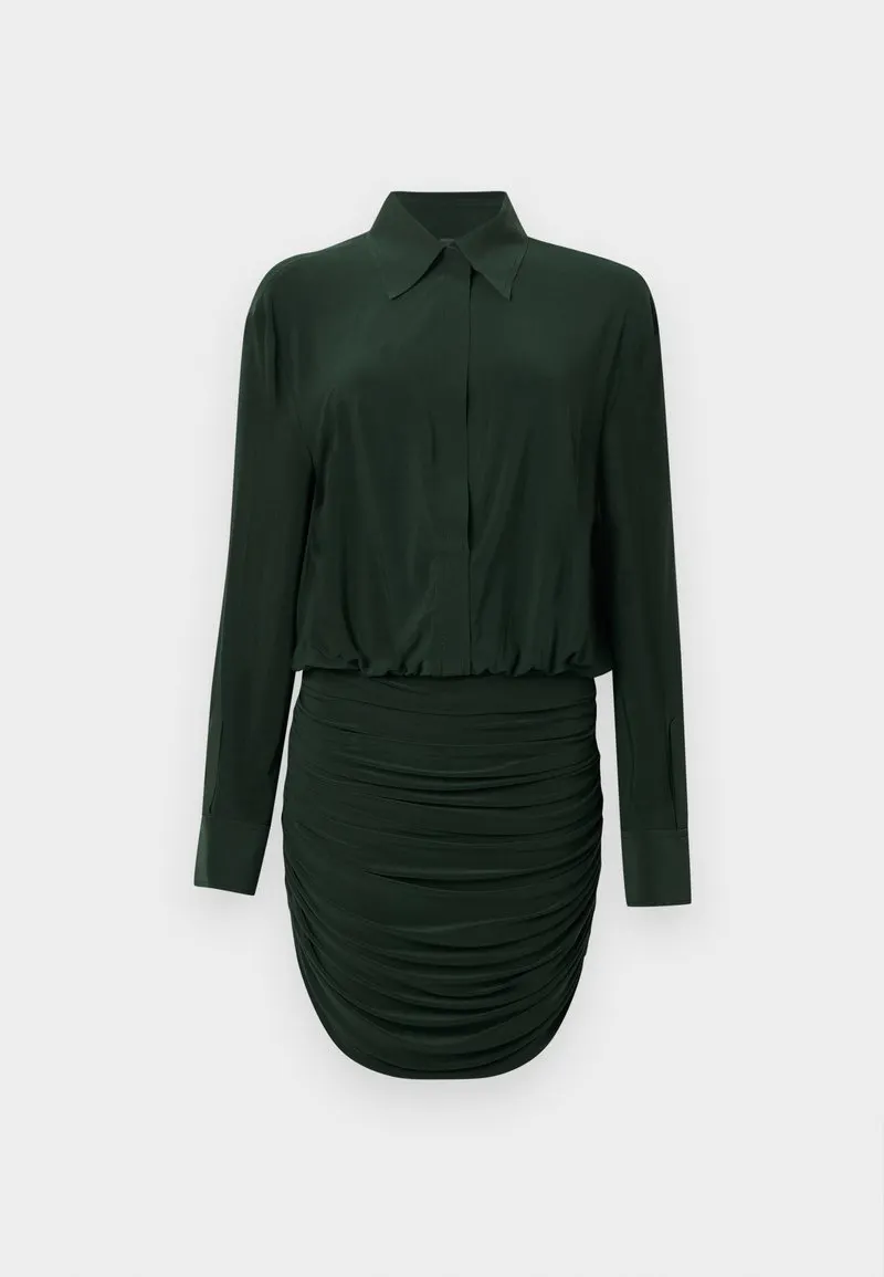 BOYFRIEND SHIRT SHIRRED DRESS - Skjortekjole - dark emerald
