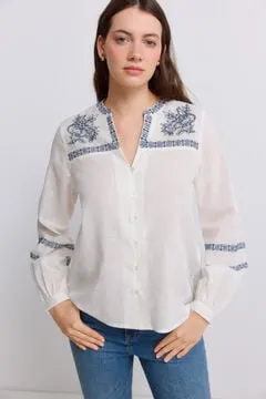 Blusa bordada manga larga