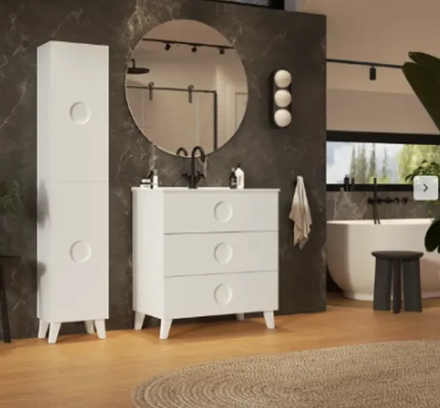 Mueble de baño con lavabo New Sphere blanco brillante 80x45 cm