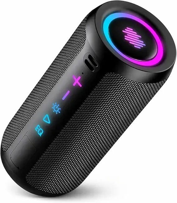 Portable Bluetooth Speaker, Powerful Sound Wireless Speaker: Boost Bass, Bluetooth 5.4, 24H Playtime, 8 RGB Modes, IPX7 Waterproof, TWS Pairing, Beach/Vacation Essentials, Gift Ideas(Black)