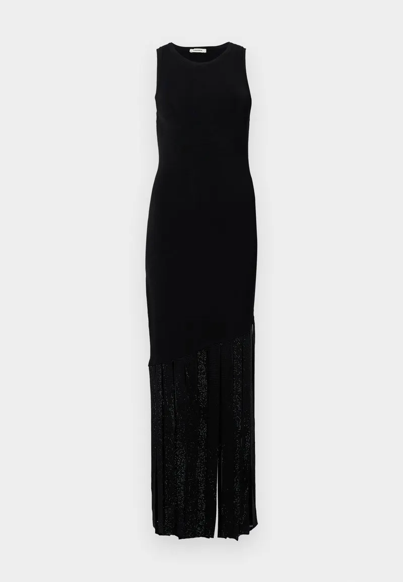 ROBE SANS MANCHES LARGES FRANGES - Cocktailkjole - noir