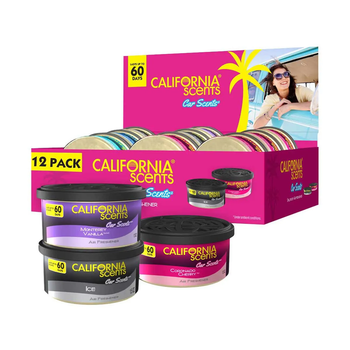 California Scents Assorted Car Scents, 1.5 oz cans - 12 ct