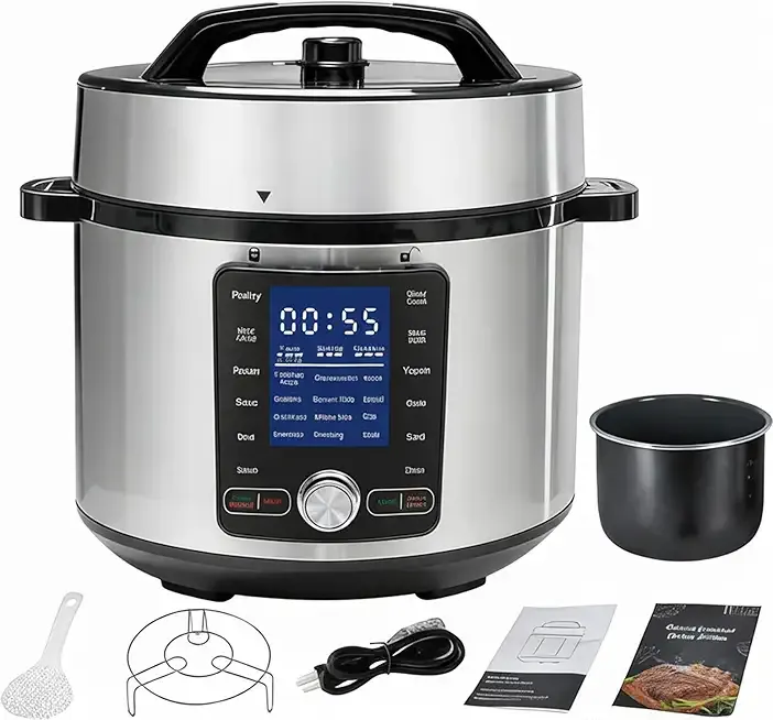 HealSmart 24-in-1 Electric Pressure Cooker 8.5 Quart, Non-Stick Stainless Steel Multi Cooker for Slow Cooking, Yogurt Maker, Steam, Rice, Bake, Dishwasher Safe, Silver