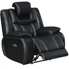 Apex Black Leather Power Recliner with Power Headrest