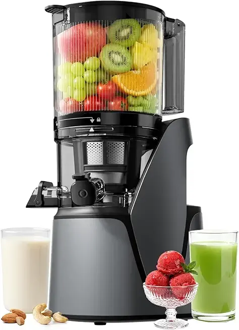 Juicer Machines, 3-in-1 Cold Press Juicer with 6.5" Extra Large Chute, 100oz Large Capacity, AC Motor, Makes Juice, Nut Milk & Sorbet, Premium Gray