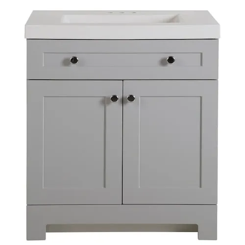 Everdean 30.5-inch W x 34.4-inch H x 18.75-inch D Bathroom Vanity in Pearl Grey with Cultured Marble Countertop/Rectangular Sink
