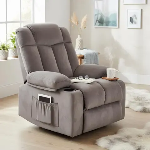 Sillón Bergere Reclinable Mecedor Giro 360 1 cuerpo Telsiai 90x101x164 cm Café