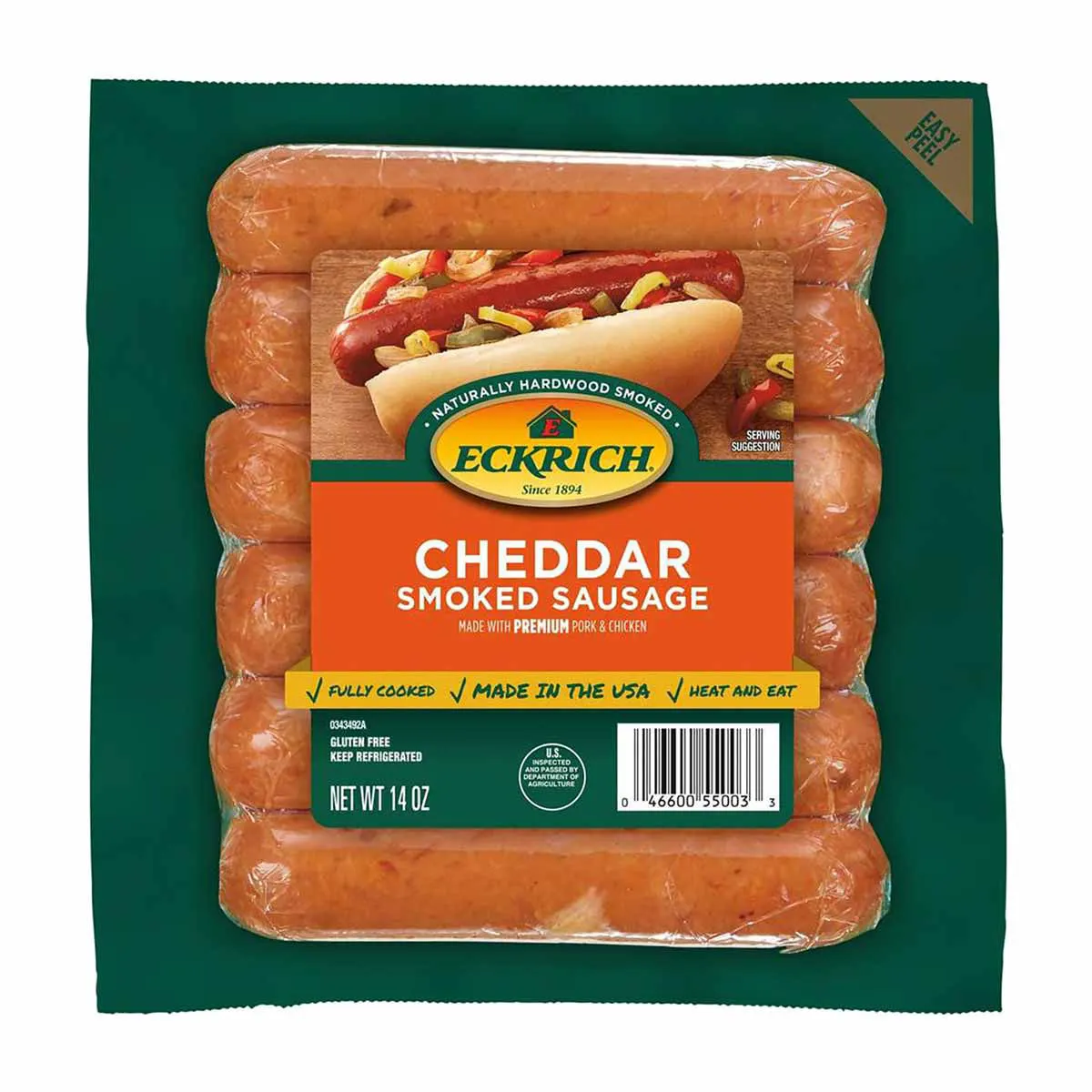 Eckrich Cheddar Smoked Sausage Links, 14 oz