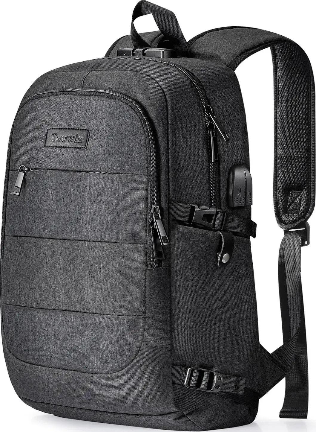 Tzowla Travel Laptop Backpack Water Resistant Anti-Theft Bag with USB Charging Port and Lock 15.6 Inch Computer Business Backpacks for Women Men Work College Gift,Casual Daypack