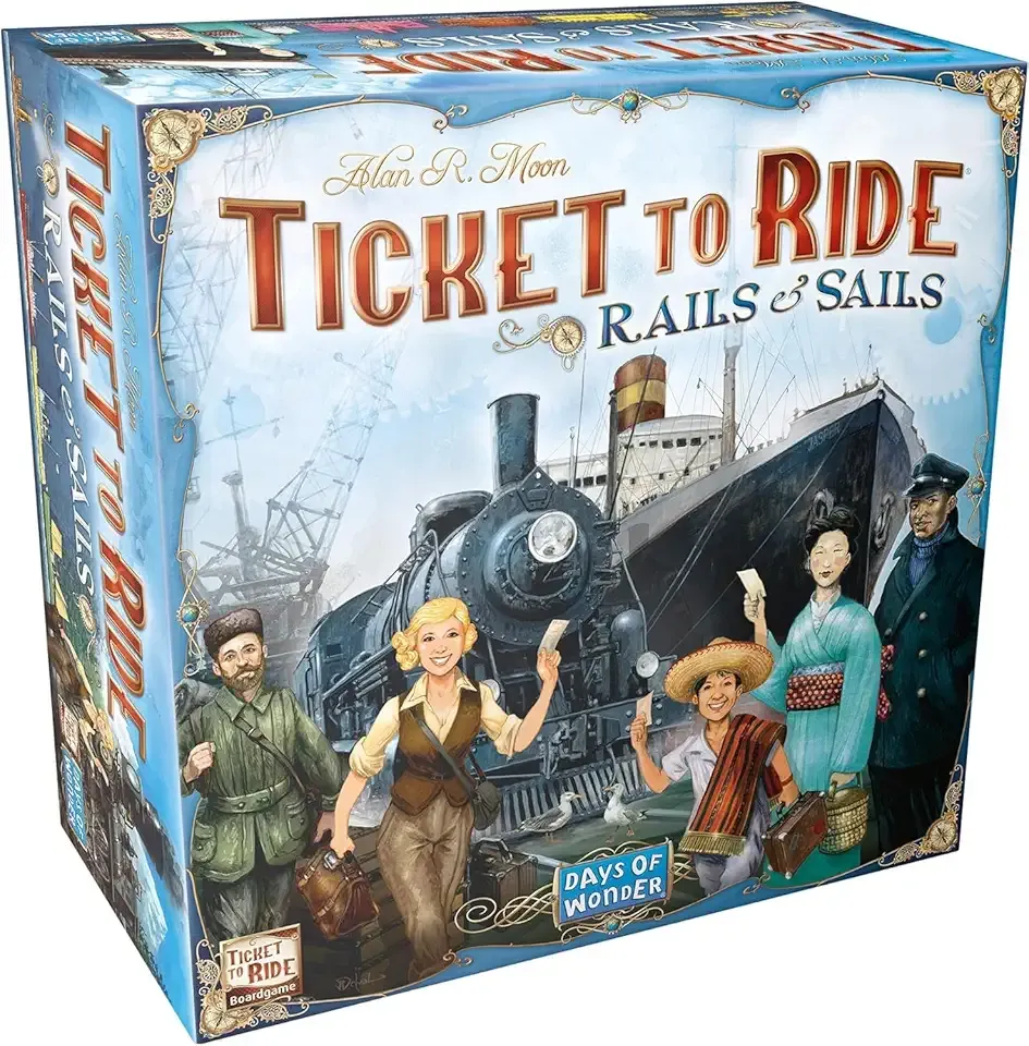 Asmodee Ticket to Ride Rails & Sails Board Game - Train Route-Building Strategy Game, Family Fun for Kids & Adults, Ages 10+, 2-5 Players, 90-120 Minute Playtime