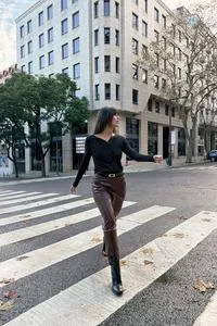 FAUX LEATHER MIDI SKIRT WITH BELT