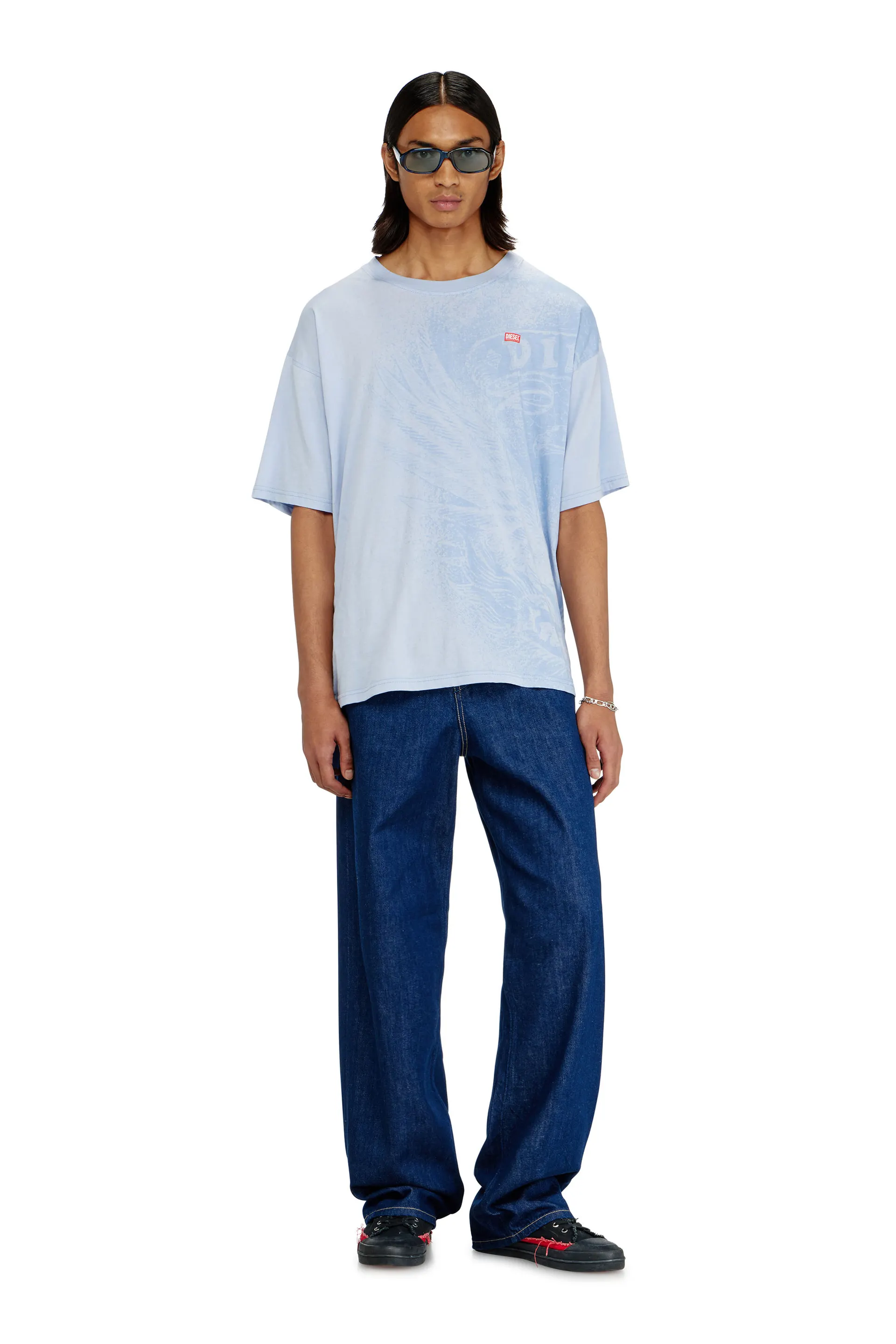 Relaxed T-shirt with pigment prints