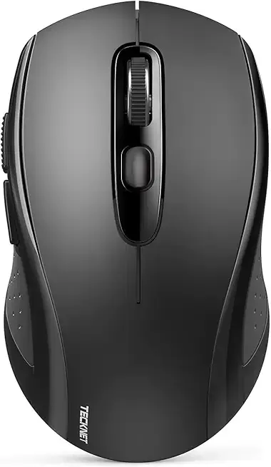 TECKNET Bluetooth Mouse, 2-in-1(BT 5.0/3.0+2.4Ghz) 4000DPI Wireless Mice with USB Connect Available for Laptop Computer, Portable PC Mouse Bluetooth for Mac (USB-A+BT Wireless Connect, Black)