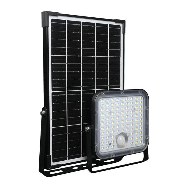 Proyector solar LED INSPIRE Twice 5000 lm IP65 con panel separado luz blanco frío sensor crepuscular y detector de movimiento