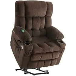 MCombo Dual Motor Power Lift Recliner Chair with Massage and Heat for Elderly People, Infinite Position, USB Ports, Cup Holders, Fabric 7890 (Medium, Mocha)
